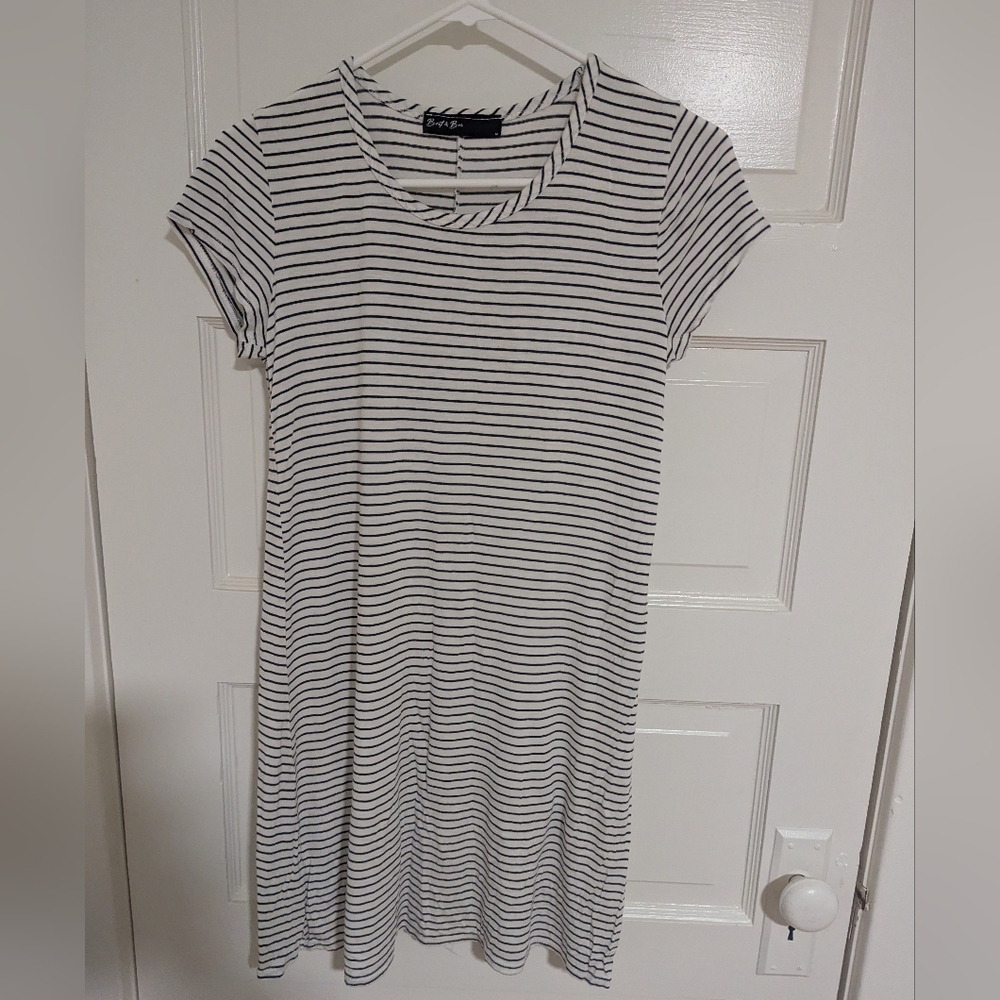 Black and White Striped Mini Dress, Size Medium